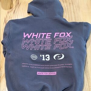 White Fox Boutique Gray Hoodie with Pink Text